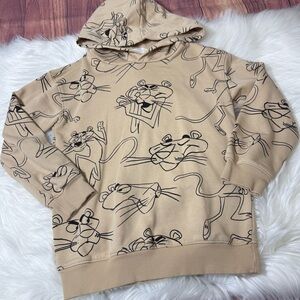 H&M Pink Panther All Over Print Pullover Tan Hoodie - Boys Size 6X-7